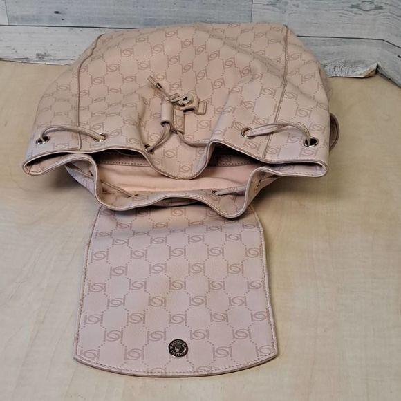 BEBE Blush Pink ALEXIS Signature Logo Travel Backpack Bag - Picture 8 of 9
